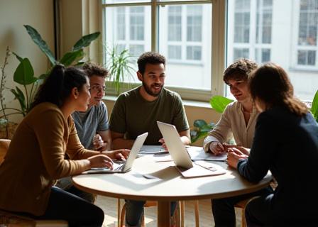Kreativdirektor bespricht Ideen in einem modernen Studio
