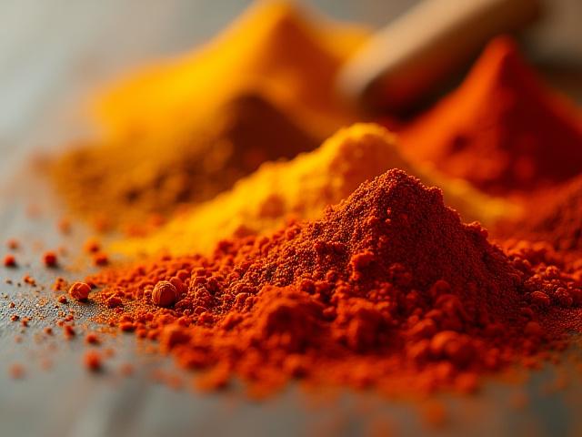 Nahaufnahme von lebhaften Gewürzen für ein Produktshooting